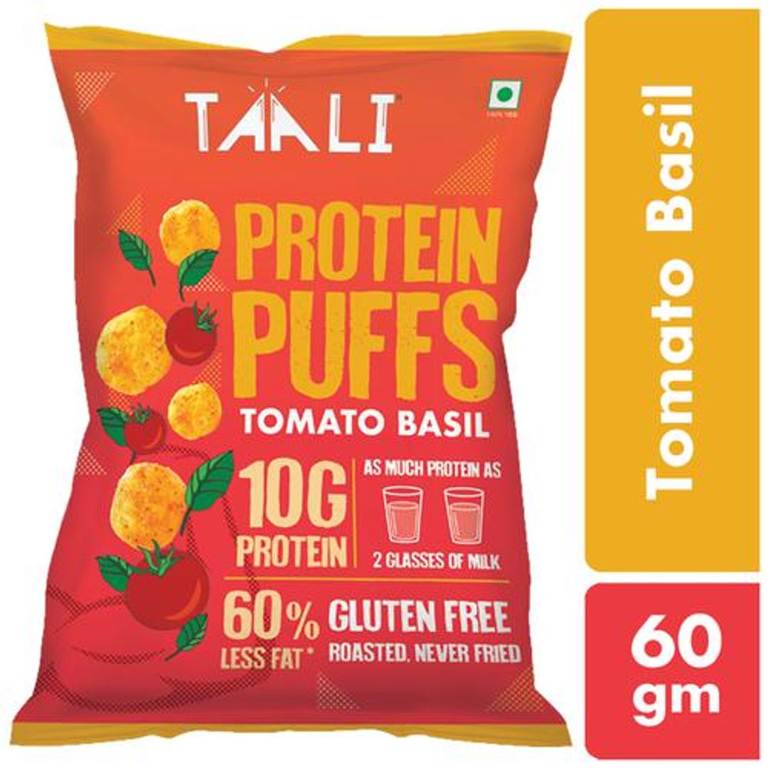 TAALI Protein Puffs - Roasted, Gluten Free, No Maida & MSG, Tomato Basil Flavour, 60 g 