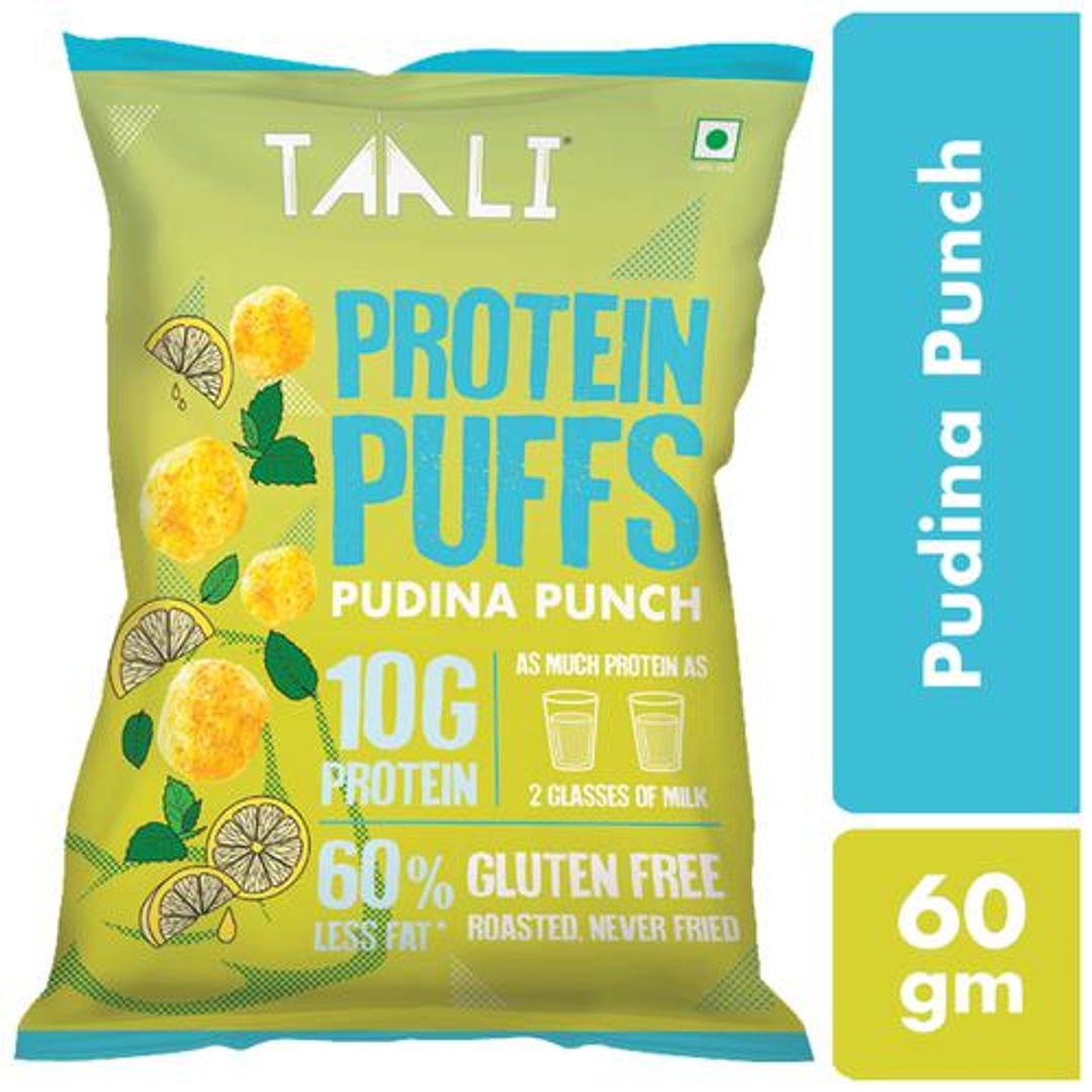 TAALI Protein Puffs - Roasted, Gluten Free, No Maida & MSG, Pudina Punch Flavour, 60 g 
