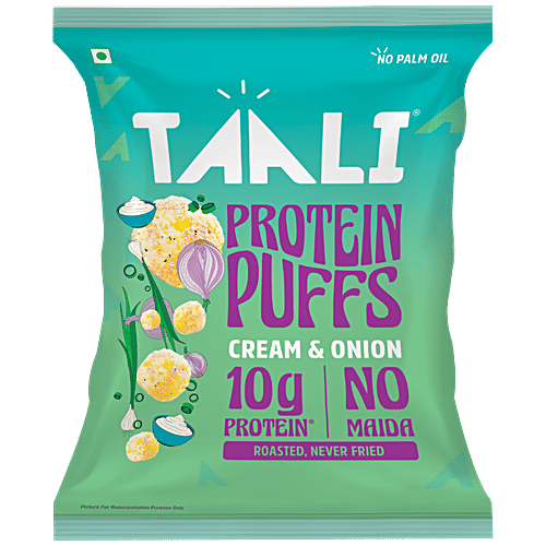 Taali Cream & Onion Roasted Protein Puffs, 60 g  