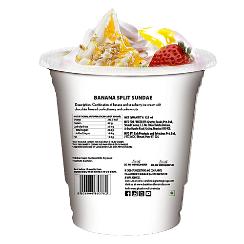 Buy Baskin Robbins Sundae Ice Cream Banana Split, Has Rich & Creamy