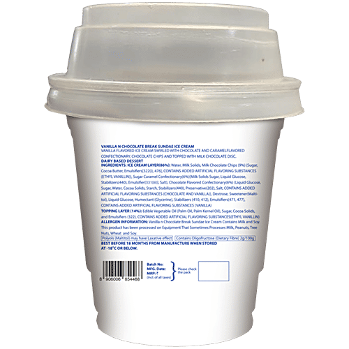 Baskin Robbins Sundae Ice Cream - Softy Choco Break, With Vanilla, Has Rich & Creamy Texture, 125 ml  