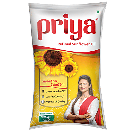 Priya Refined Sunflower Oil, 850 g Pouch 