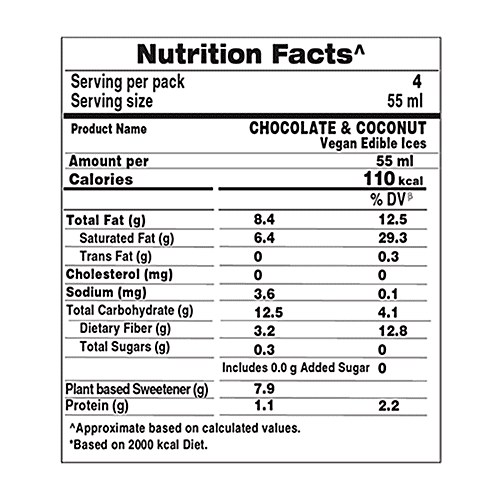 The Brooklyn Creamery Chocolate Coated Ice Cream Bar - Chocolate & Coconut, Vegan, No Added Sugar, 4 pcs 55 ml 