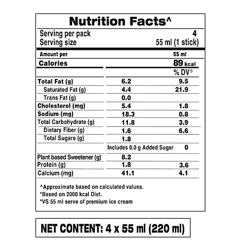 The Brooklyn Creamery Sea Salt Caramel Chocobar - No Added Sugar, 60% Lower Fat, Plant Based Sweetener, 220 ml (55ml x 4 Pcs) 