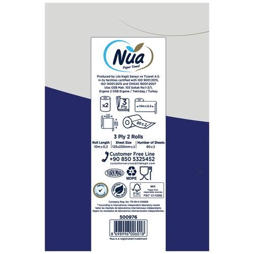Nua Kitchen Roll/Towel - 3 Ply, Biodegradable, 2 pcs  