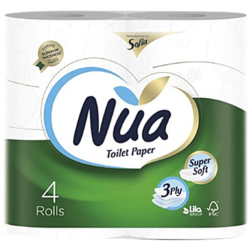 Nua Toilet Paper Roll - 3 Ply, Biodegradable, 4 pcs