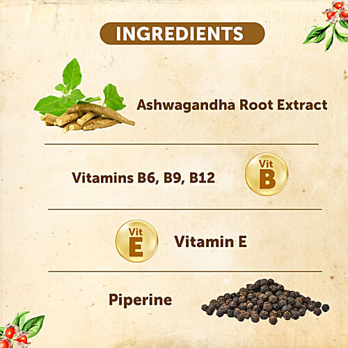 Neuherbs Ashwagandha 1000 mg With B Vitamins & E Tablets, 60 pcs Boost Energy, Immunity, Strength & Reduce Stress