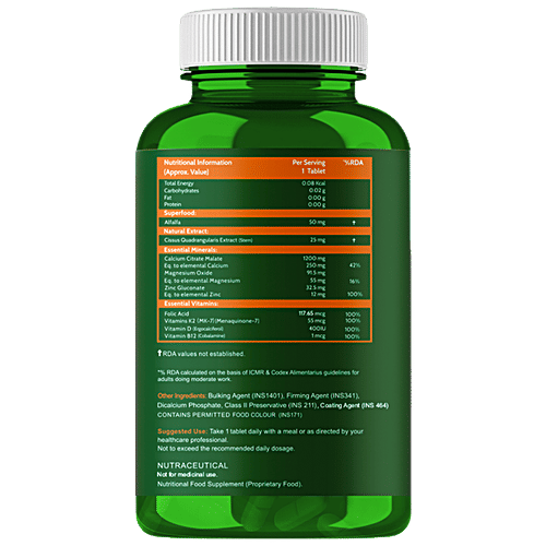 Carbamide Forte Calcium Tablets - With Magnesium, Zinc, Vitamin D, K2 & B12, For Women & Men, 120 pcs  