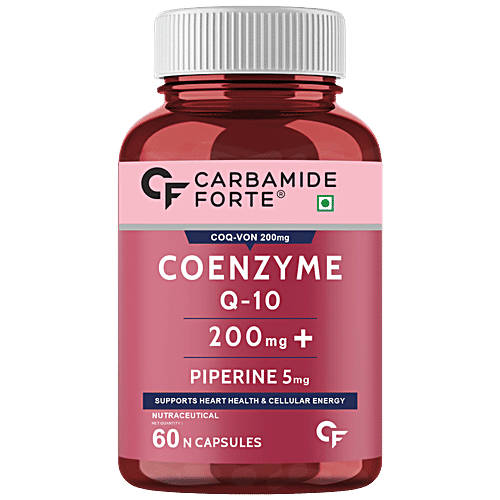 Carbamide Forte Coenzyme Q10 200mg + Piperine 5mg Vegetarian Tablets - For Heart Health, 60 pcs