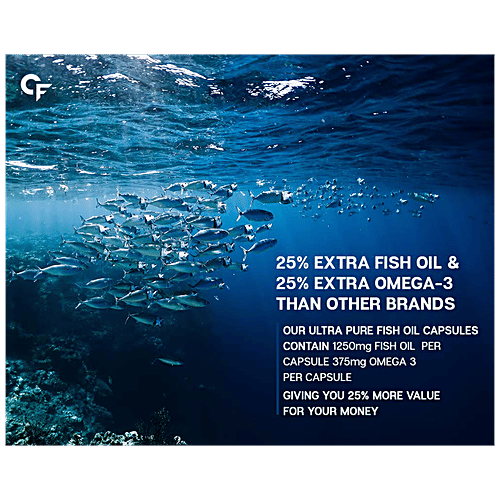 Carbamide Forte Omega 3 Fish Oil 1250mg Softgel Capsules - For Healthy Heart, 60 pcs  