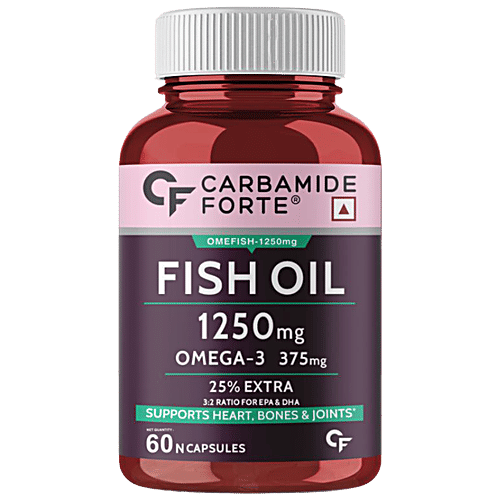 Carbamide Forte Omega 3 Fish Oil 1250mg Softgel Capsules - For Healthy Heart, 60 pcs  