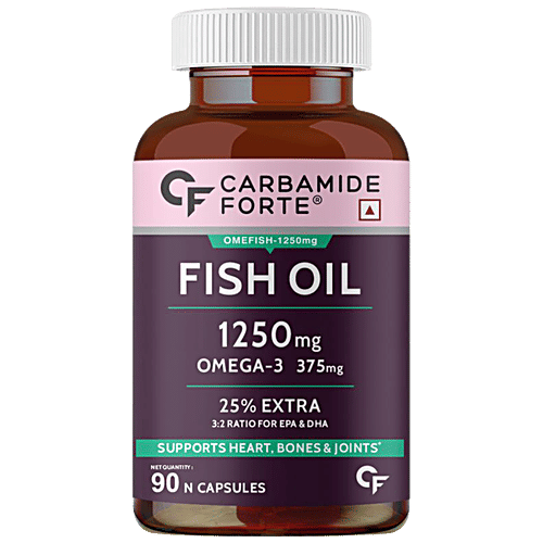 Carbamide Forte Omega 3 Fish Oil 1250mg Softgel Capsules - For Healthy Heart, 90 pcs  