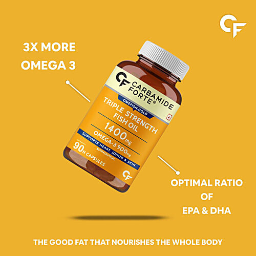 Carbamide Forte Triple Strength Omega 3 Fish Oil 1400mg Softgel Capsules - For Heart & Brain, 90 pcs  