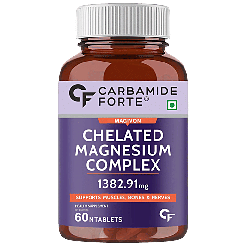 Carbamide Forte Chelated Magnesium Glycinate Citrate Supplement - 1814.18 Mg, Supports Muscles & Bones, 60 pcs