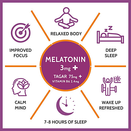 Carbamide Forte Melatonin 3mg + Tagara 75mg Vegetarian Tablets - For Restful Sleep, 90 pcs  