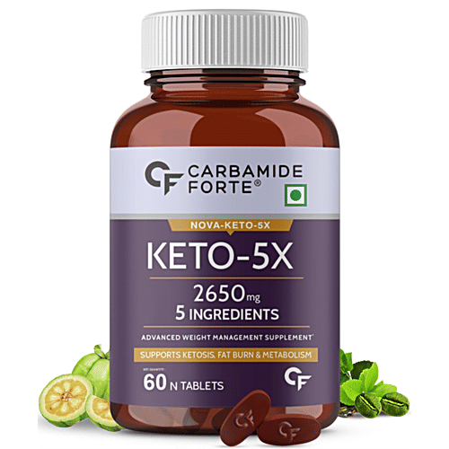 Carbamide Forte Keto-5x Tablets - With Garcinia Cambogia, & Green Coffee Bean Extract, Weight Loss Supplement, 60 pcs  