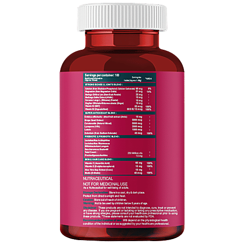 Carbamide Forte Multivitamins With Probiotics & 43 Ingredients Vegetarian Tablets - For Women, 100 pcs  