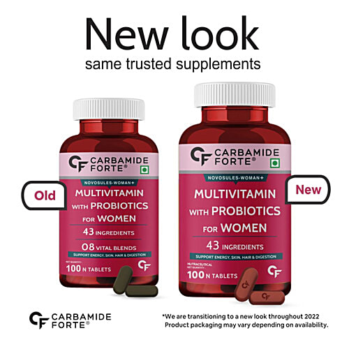 Carbamide Forte Multivitamins With Probiotics & 43 Ingredients Vegetarian Tablets - For Women, 100 pcs  