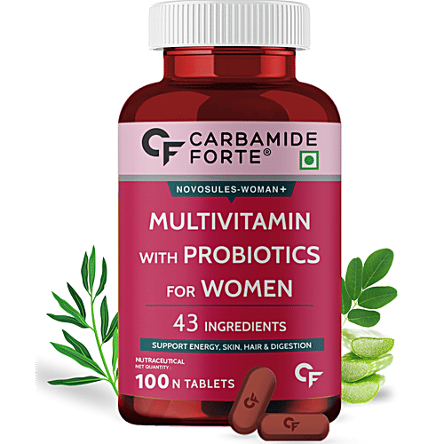 Carbamide Forte Multivitamins With Probiotics & 43 Ingredients Vegetarian Tablets - For Women, 100 pcs  