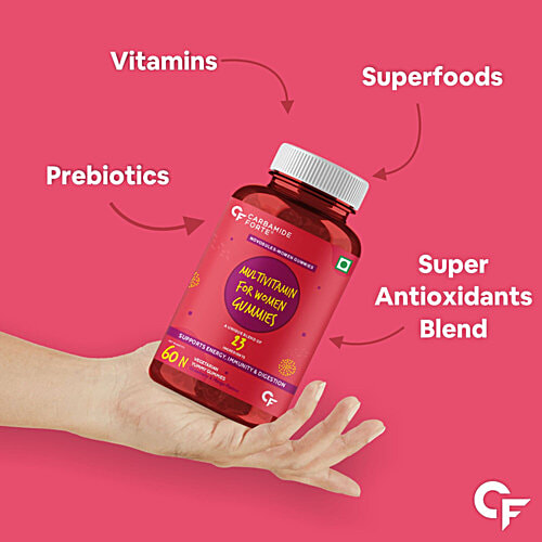Carbamide Forte Multivitamin For Women Vegetarian Gummies - Mixed Fruit Flavour, For Skin, 60 pcs  