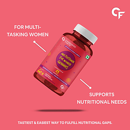 Carbamide Forte Multivitamin For Women Vegetarian Gummies - Mixed Fruit Flavour, For Skin, 60 pcs  