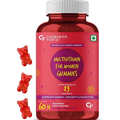 Carbamide Forte Multivitamin For Women Vegetarian Gummies - Mixed Fruit Flavour, For Skin, 60 pcs  