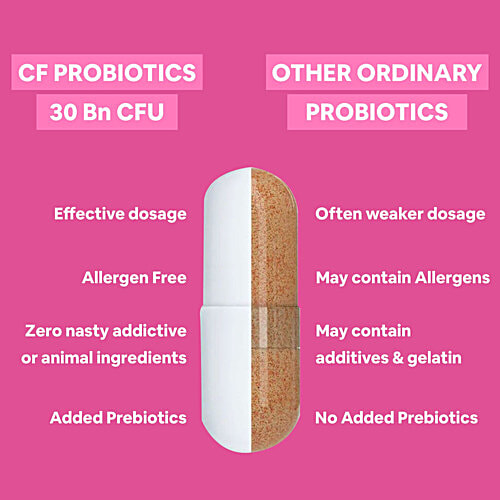 Carbamide Forte Probiotics 30 Billion + 100mg Prebiotics Vegetarian Capsules - Better Digestion, 60 pcs  