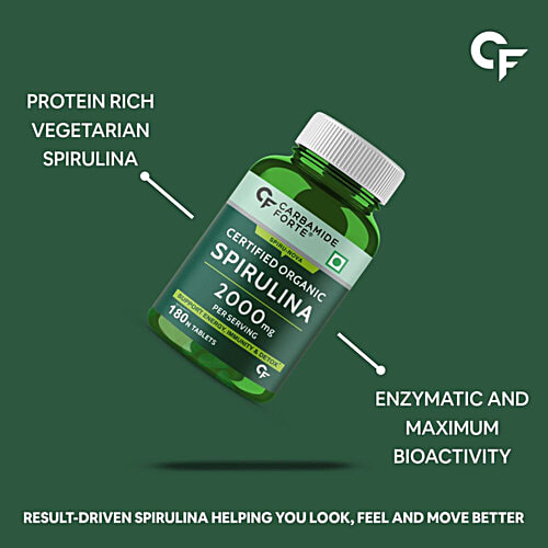 Carbamide Forte Organic Spirulina 2000mg Vegetarian Tablets - For Energy, Immunity, 180 pcs  
