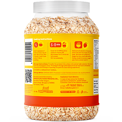 Yoga Bar Rolled Oats - High In Fibre, Gluten-Free, Ideal Breakfast For Weight Loss, 1 kg