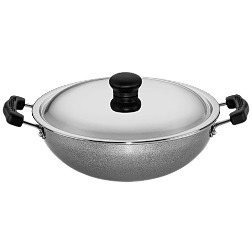 Butterfly Butterfly Aluminium Kadai - Non Stick Coated, 25 cm, Stainless Steel Lid, Backlite Handle, Raga, 1 pc  