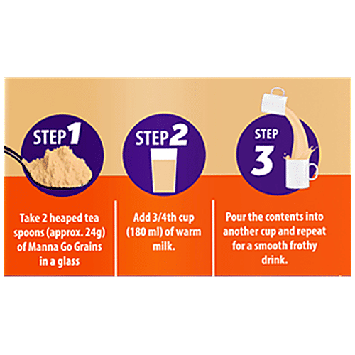 Manna Go Grains Multigrain Instant Drink Mix - For Growth & Immunity, Classic Malt Flavour, 200 g