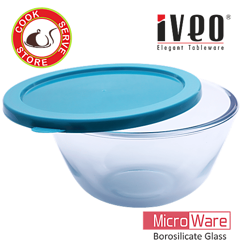 Iveo Mixing/Serving Bowl With Lid - Borosilicate Glass - Green, set of 3  