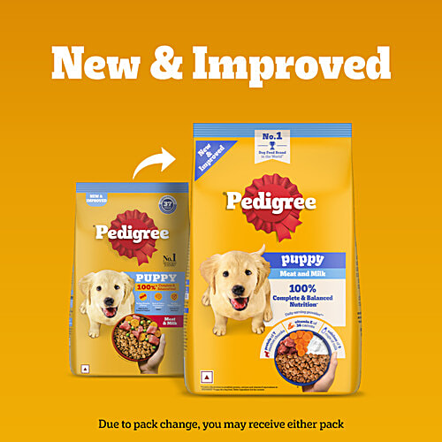Pedigree Puppy Dry Dog Food, Meat & Milk, 100% Complete & Balanced Food, 2.8 Kg Vision & Brain Development, Complete & Balanced Diet, Vitamin E, Calcium & Protein
