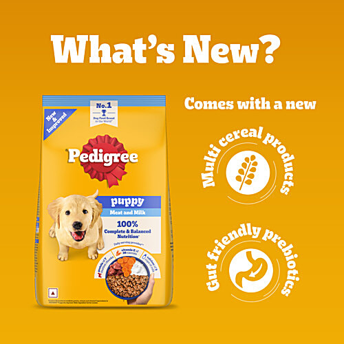 Pedigree Puppy Dry Dog Food, Meat & Milk, 100% Complete & Balanced Food, 2.8 Kg Vision & Brain Development, Complete & Balanced Diet, Vitamin E, Calcium & Protein