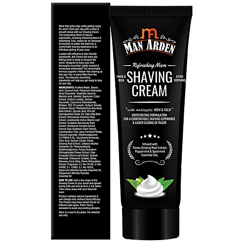 Man Arden Shaving Cream - With Antiseptic Neem & Tulsi, Panax Ginseng Extract For Smooth Shave, 200 ml (Pack of 2) 