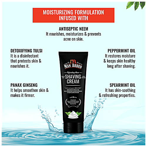 Man Arden Shaving Cream - With Antiseptic Neem & Tulsi, Panax Ginseng Extract For Smooth Shave, 200 ml (Pack of 2) 
