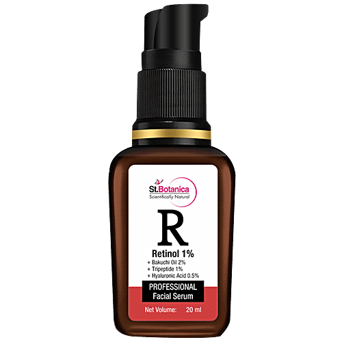 StBotanica Retinol 1% Face Serum + Bakuchi Oil 2% + Tripeptide 1% + Hyaluronic Acid 0.5% - For Wrinkles & Fine Lines, Collagen Boosting, 20 ml  