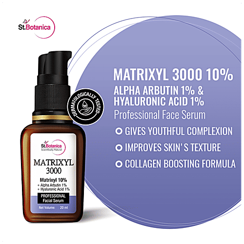 StBotanica Matrixyl 3000 10% Face Serum + Alpha Arbutin 1% + Hyaluronic Acid 1% Face Serum - For Dull, Dehydrated & Aging Skin, Collagen Boosting, 20 ml  