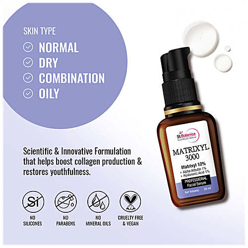 StBotanica Matrixyl 3000 10% Face Serum + Alpha Arbutin 1% + Hyaluronic Acid 1% Face Serum - For Dull, Dehydrated & Aging Skin, Collagen Boosting, 20 ml  
