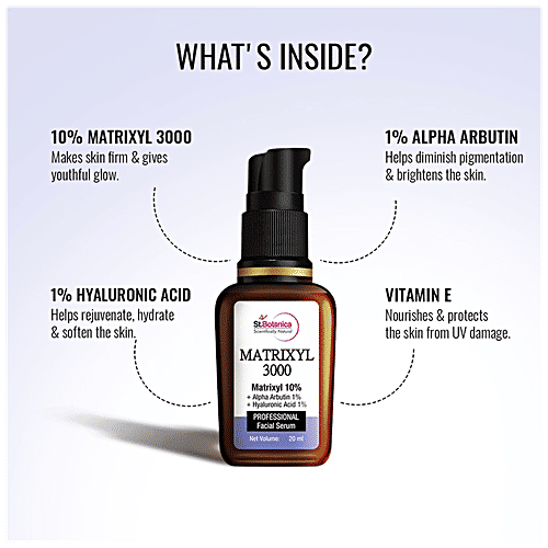 StBotanica Matrixyl 3000 10% Face Serum + Alpha Arbutin 1% + Hyaluronic Acid 1% Face Serum - For Dull, Dehydrated & Aging Skin, Collagen Boosting, 20 ml  
