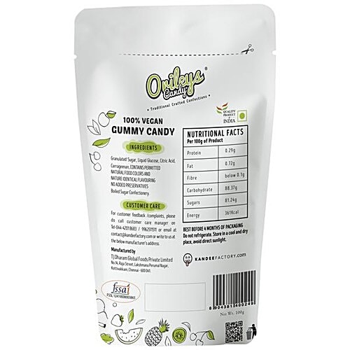 Orileys Candy Gummy Candy - Sour Fruits Flavour, Vegan, Gluten Free, 100 g  