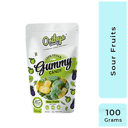 Orileys Candy Gummy Candy - Sour Fruits Flavour, Vegan, Gluten Free, 100 g  