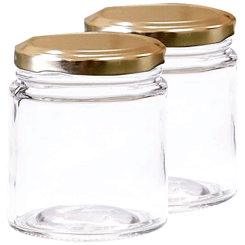Buy Yera Glass Jar/Container With Golden Metal Lid Dishwasher Safe