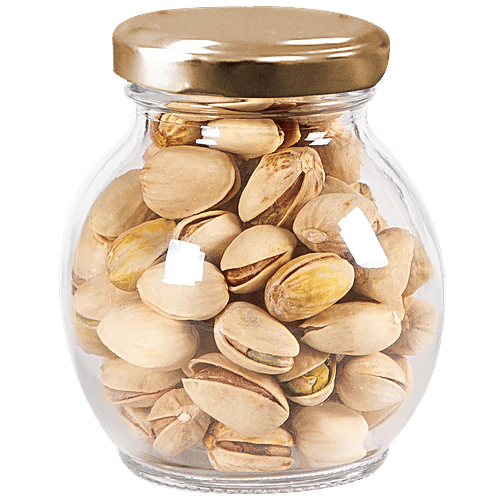 Yera Glass Jar/Container With Golden Metal Lid, 245 ml (Set of 6)