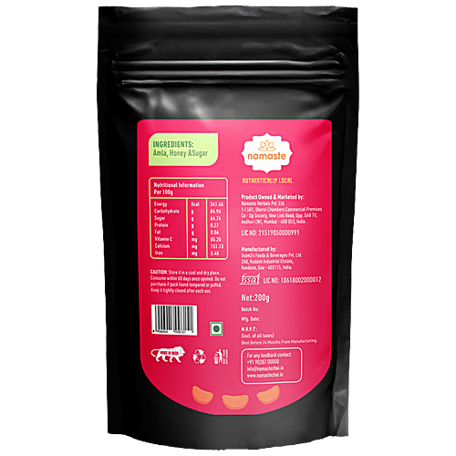 Namaste Chai Honey Amla Candy - Dry, Sweet, Rich In Antioxidants, 200 g  