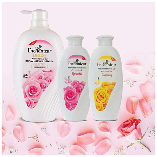 Enchanteur Perfumed Shower Gel  - Romantic ,For Women - With Roses & Jasmine Extracts, 650 g  