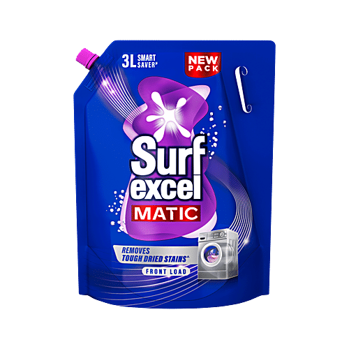 Surf Excel Matic Front Load Liquid Detergent, 3 L Removes Tough Dried Strains