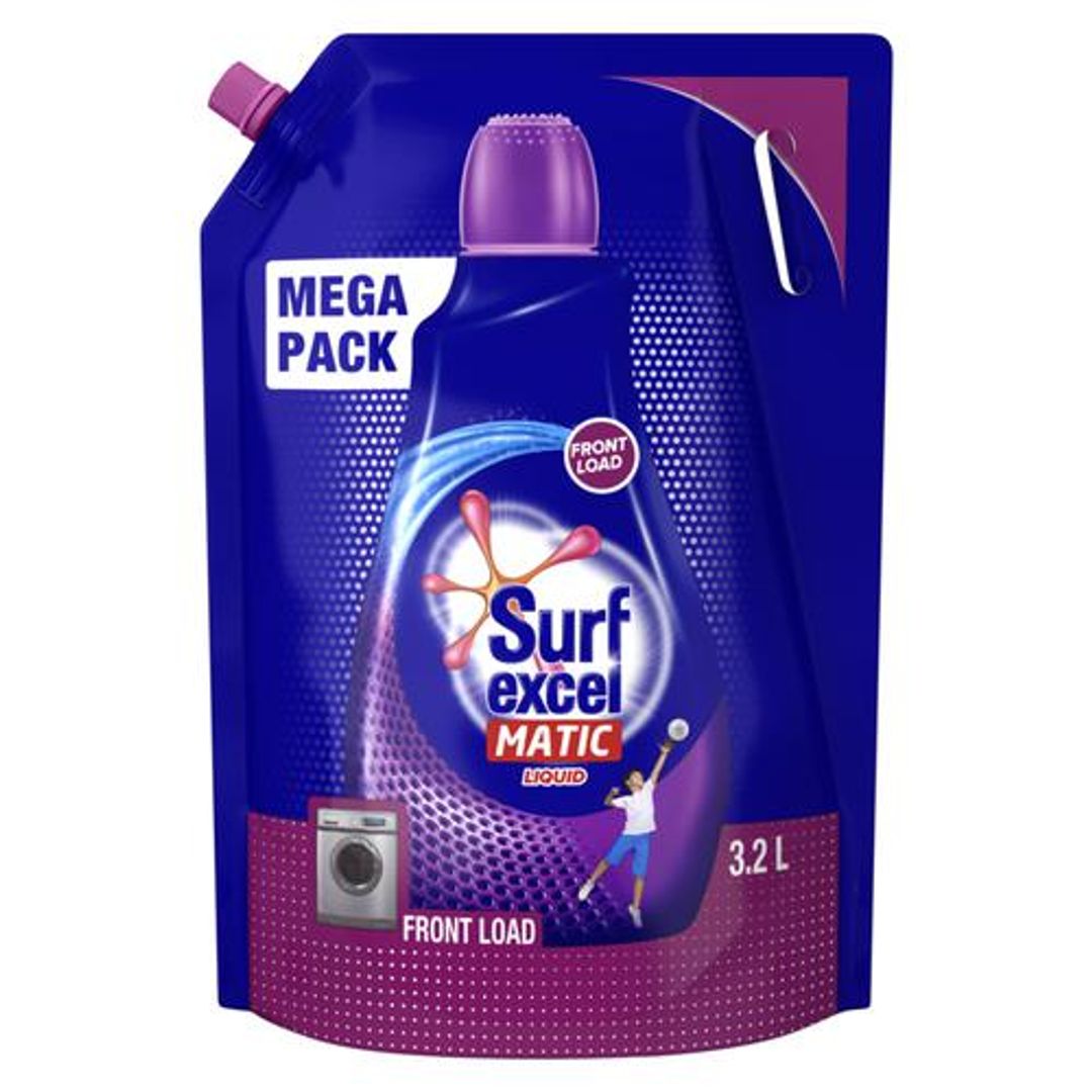 Surf Excel Matic Front Load Liquid Detergent, Designed For Tough Stain Removal - Refill Mega Pack, 3.2 L 