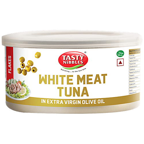 Tasty Nibbles White Meat Canned Tuna Flakes - In Extra Virgin Olive Oil, 185 g  