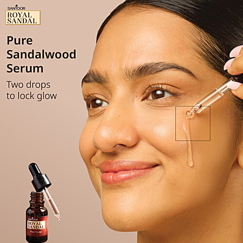 Santoor Royal Sandal Bathing Soap, 125 g (Pack of 6) (Get Free Face Pack & Serum) Enriched with 100% Sandalwood Oil, 3-Step Natural Detan
